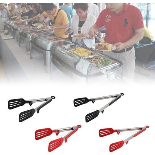 T84E Square Head Barbecue Food Tongs Portable Non-Stick Grill Frying Tongs Anti-Scalding Outdoor Picnic Frying Food BBQ