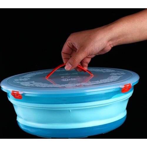 Silica gel foldable fishing mixing bait pot Three-piece bait pot Portable with lid open bait pot Fishing supplies