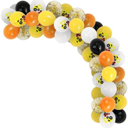 71pcs/set Construction Tractor Theme Excavator Balloons Chain Truck Vehicle Cars Baby Shower Kids Boys Happy Birthday Party Ball