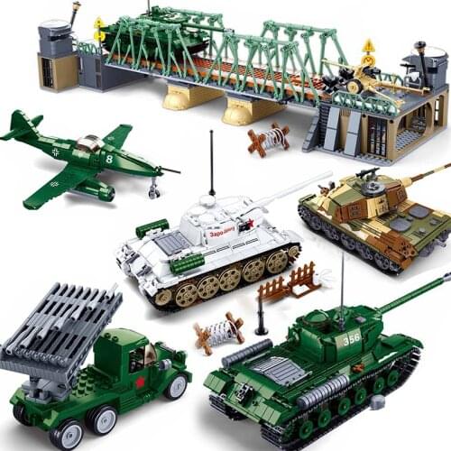 World war 2 military vehicle tank panzer plane truck model building blocks jeep ww2 German soviet army weapon construction toys