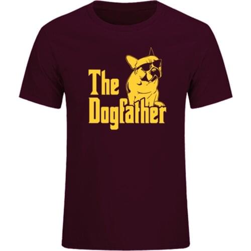 The Dogfather Dog Dad French Bulldog Funny T Shirts Men Summer Cotton Harajuku Short Sleeve O Neck Streetwear Tops EU Size