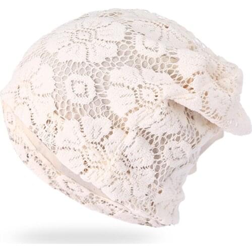 Women Riding Beanie Hat Winter Lace Skullies Cycling Cap Gorros Female Bandana Cap Ciclismo Wrap Head
