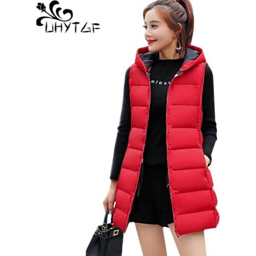 UHYTGF vests for women Down jacket spring autumn vest jacket fashion Wear on both sides Hooded casual Cotton vest waistcoat 520