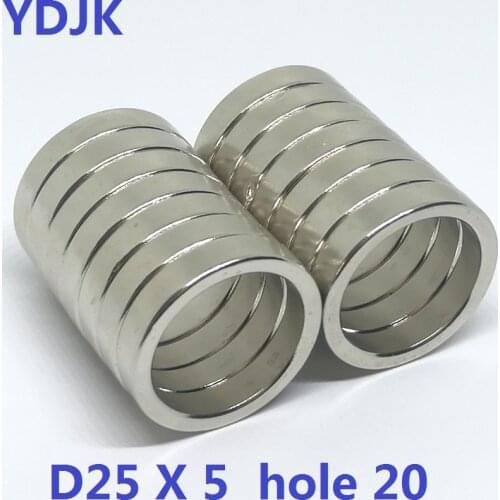 1 2 5 10 20pcs/lot Ring Magnet 25*5 Hole 20 N35 Strong mm NdFeB Magnet 25x5 Permanent Neodymium magnet 25x5-20