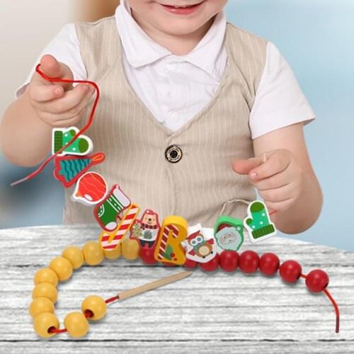 1Set Funny Christmas Tree Balance Building Block String Toy Spatial Cognition Xmas Beaded Toy Imagination for Games
