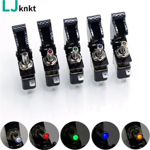 1PCS LED lighting toggle switch With Safety Aircraft Flip Up Cover Guard Car refit button 12V 20A 0N/OFF