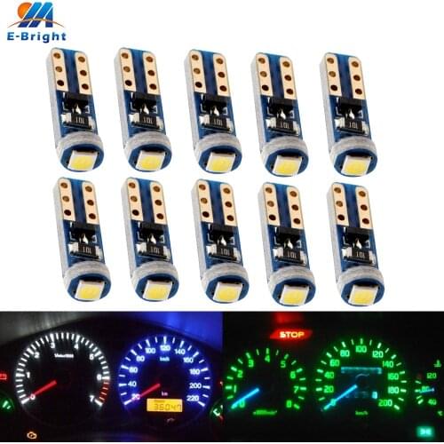 10pcs DC 12V T5 PCB 3030 Nonpolarity Led Dashboard Bulbs Car Instrument Lights Indicator White Blue Red Green Amber Pink Color