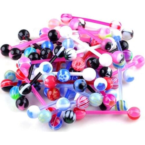 10PCS Mixed Ball Tongue Ring Navel Nipple Barbell Rings Bars Body Jewelry Piercing