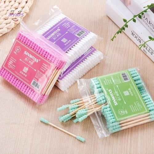 100pcs/Pack Double Head Cotton Swab Women Makeup Cotton Buds Tip Wood Sticks Nose Ears Cleaning Health Care Tools
