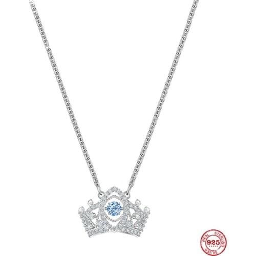 2020 New Fashion Charm Sterling Silver Original 1:1 Copy, Elegant Crown Charming Necklace Female Luxury Jewelry Gift