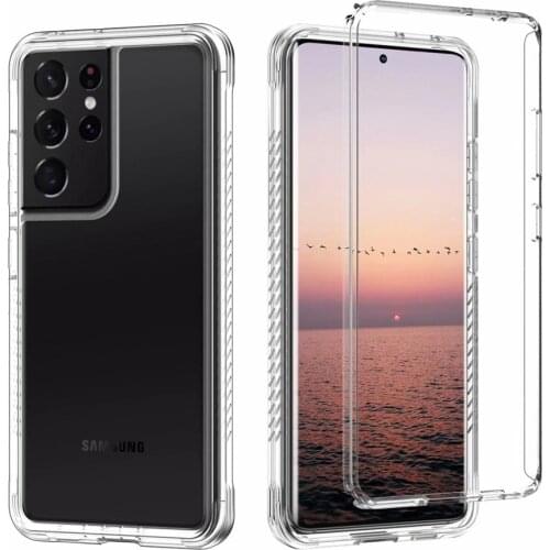 360 Full Body Protection Heavy Duty Rugged Bumper Pretty Shockproof Clear Case For Samsung Galaxy S21 Ultra / S21+ Plus / S21