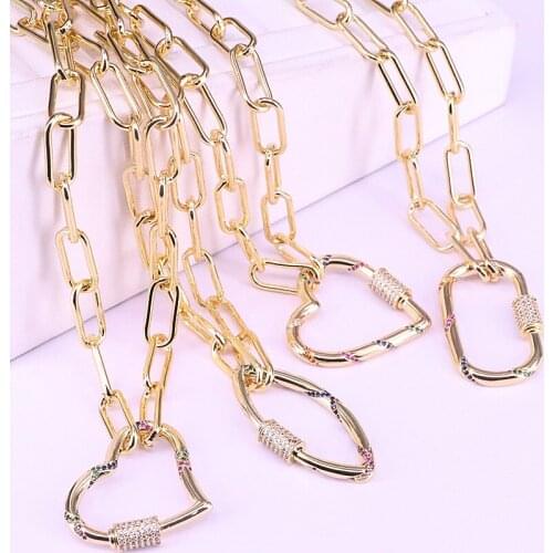 4Pcs Fashion cz necklace,hot sale cubic zirconia screw clasp charm component,Gold necklace jewelry
