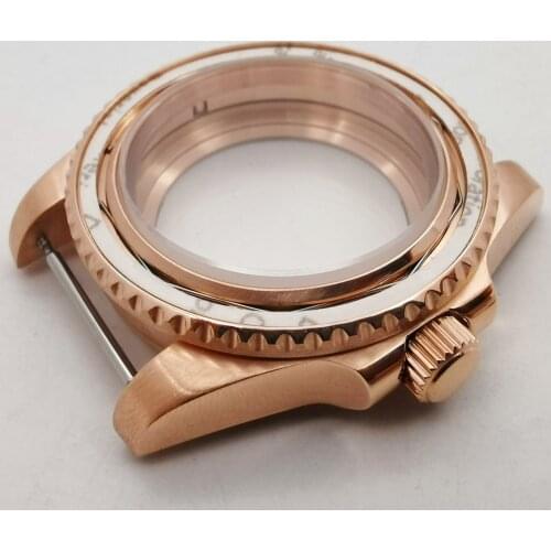 40mm SS Sapphire glass rose gold Watch Case Fit Nh35 Automatic Movement 10ATM B