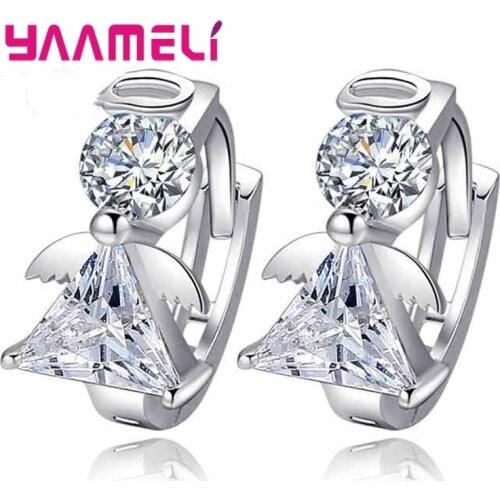 Cute Crystal Statement Hoop Earrings For Women Girls 925 Sterling Silver Luxury Jewelry 2021 Trend Wholesale