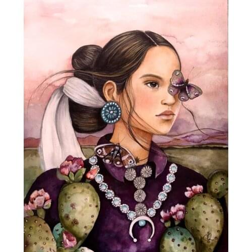 Girl and butterfly Diamond Embroidery Full Round 5D Diy Kit Diamond Painting Cross Stitch