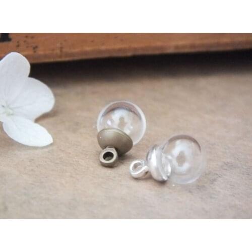 Free ship!! 8x3mm ball glass globe with 6mm beads cap jewelry findings charms MINI glass vial necklace pendant