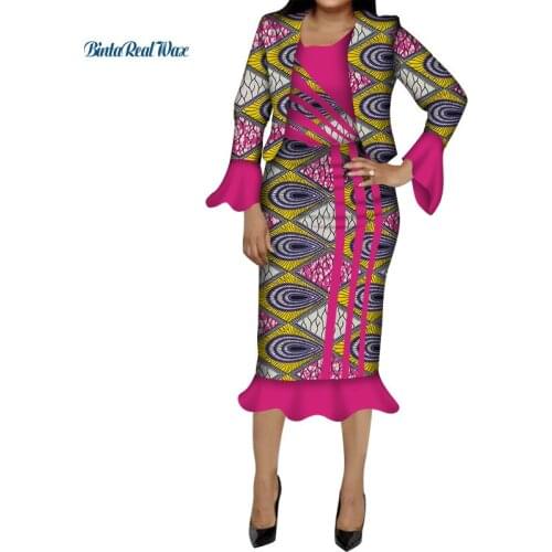 Riche African Women Clothes Tops Coat and Maxi Dress Sets for Women Dashiki 2 Piece Dress Sets Party Wedding Clothing Wy5699