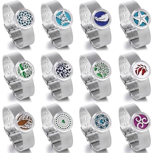 Tree of Life Aromatherapy Locket Bracelet Stainless Steel Lockets Perfume Diffuser Watch Band Magnetic Bracelet Valentines Day