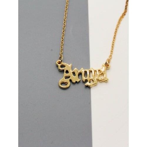 Dayoff 1 PC Alloy Angel Letters Necklace For Women Gift Jewelry Fashion Vintage Simple Charms Necklace Clavicle Chain C475-5