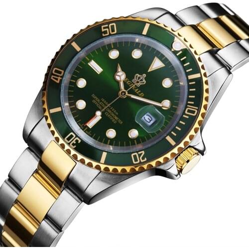 REGINALD Gold Watch Men GMT Rotatable Bezel Sapphire Glass Stainless steel Women Sports Quartz Watches reloj relogio masculine