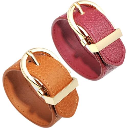 Kirykle 2018 new fashion jewelry Simple clasp wide leather bracelet for women Punk Wristbands Charm Jewelry Gifts