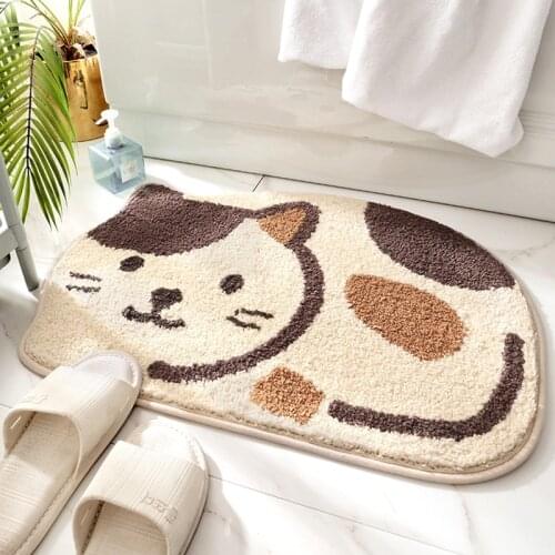 Cute Cat Entrance Door Mat Bathroom Dining Room Living Room Floor Mat Non-Slip Bath Mats Animal Play Rug Home Textile Supplies
