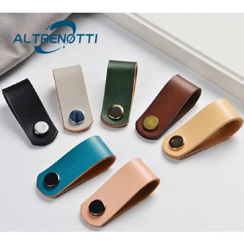 Leather Furniture Cabinet Handle Colorful Nordic Simple Door Pull For Drawer Cupboard Kitchen Closet Wardrobe Room Knob Hardware