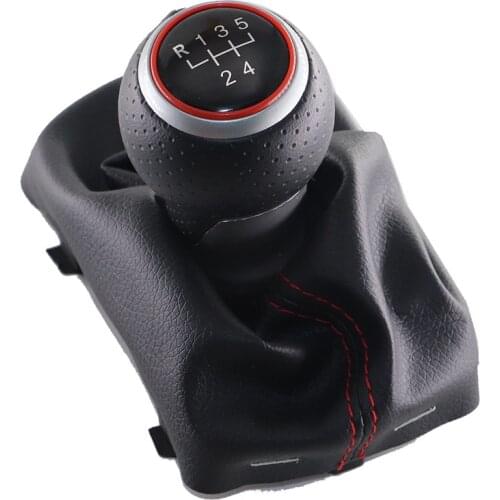 Red line Leather Car Shift Gear Knob Lever Gaitor Boot Cover For Audi A3 S3 8L 2001 2002 2003 decoration accessories