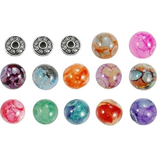 Baking Painted Round Glass Beads 8mm for DIY Anklets Necklace Jewelry Making