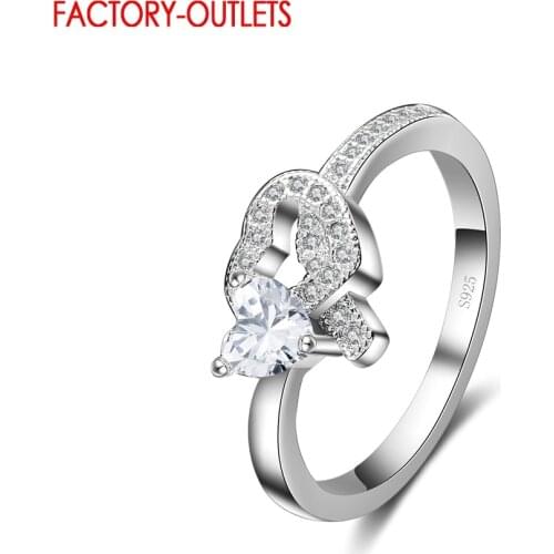 New Design Fashion Ring 925 Wedding Bands Jewelry Heart Shiny CZ Crystal Rings For Women Anniversary