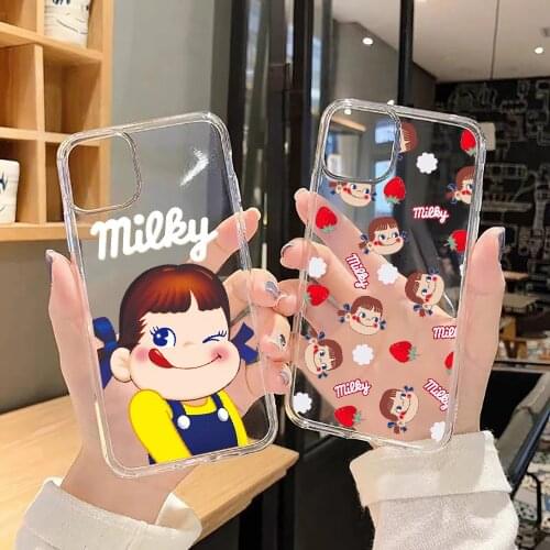 Cartoon Fujiya Peko Milky Girl Phone Case For Huawei Honor 6 7 8 9 10 10i 20 A C X Lite Pro Play transparent painting hoesjes