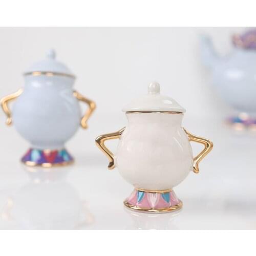 Beauty and the Beast candy cane creative gift gift Mrs. Tea Pot gold-plated ceramic candy cane tea set