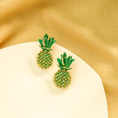 Feeling pineapple earrings contracted drop glaze eardrop joker earrings female temperament