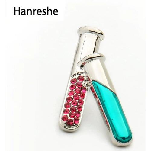 Test Tube Brooch Pin Gold Rose Gold Pins Crystals Science Fashion Jewelery Medical Gift Nurse Student Women Accessories