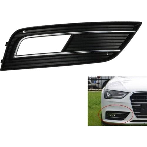 Right Front Bumper Fog Light Grille for Audi A4 B9 13-15 ABS & Chrome Trim