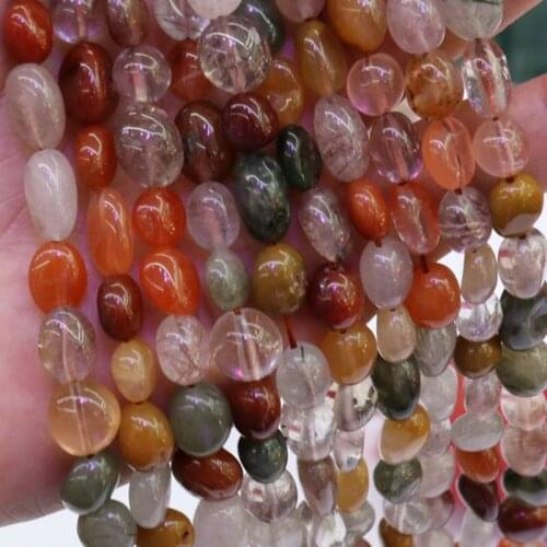 6x8mm/8x10mm Natural Freeform Potato Mixed Rutilated Quartz Beads For Jewelry Making beads 15'' Needlework DIY Beads Trinket
