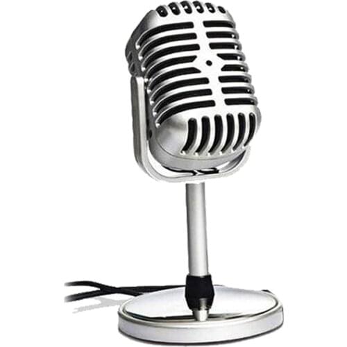 Vintage Style Microphone Studio Wired Classic Retro Condenser Microphone with Stand Professional KTV MIC