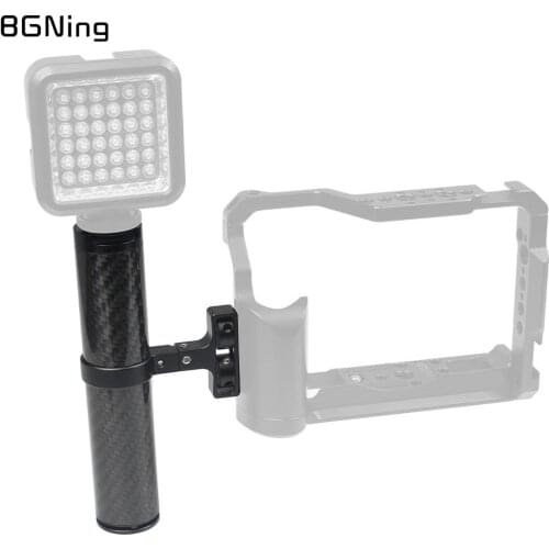 Top Handle Side Grip Carbon Fiber Extension Tube with Aluminum Cold Shoe Mount 1/4" 3/8" for Monitor Lights SLR Camera Cage Rig