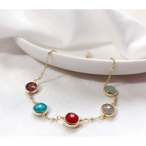 Fashion Sweet Candy Womens Bracelet Original Gold Color Stones Freshwater Pearl Bracelet Femme Chain Anniversary Jewelry