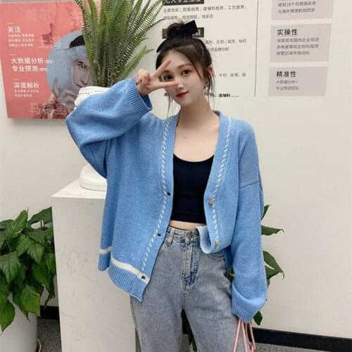 Oversized Cardigan Sweater Womens Loose Knit Sweater Coats Harajuku Womens Jumper Plus Size