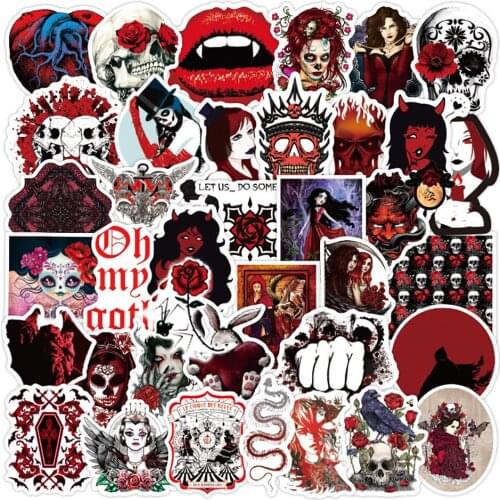 10/30/50PCS Red Style Gothic Stickers DIY Skateboard Fridge Laptop Motorcycle Travel Luggage Classic Toy Kid Sticker Decals Gift
