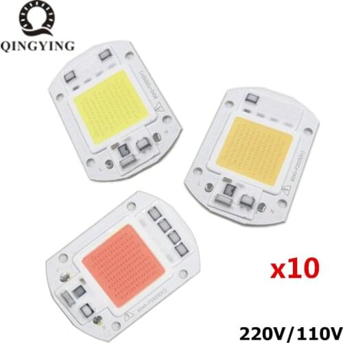 10pcs Plant Grow Light LED 220V 110V 20W 30W 50W 3000K 6000K Full Spectrum 400-840nm Driverless COB LED Chips Light For Garden