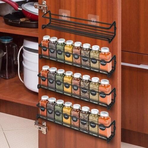 2/4Pc Kitchen Organizer Wall-Mount Shelf Organizer Single Layer Seasoning Hanging Spice Storage Rack for Home Restaurant Kitchen
