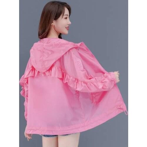 2021 New Womens Jackets Sun Protection Thin Coat Long Sleeve Causal Overcoat Windbreaker Famale Zipper Jacket Outwear Plus Size