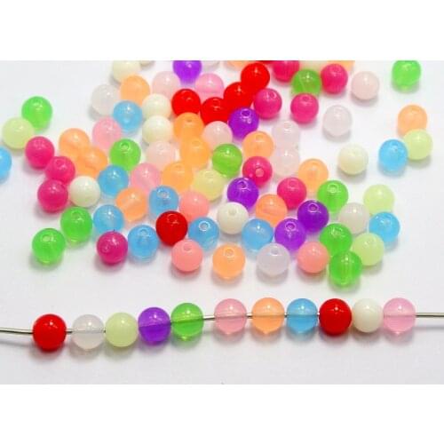 500 Mixed Color Acrylic Smooth Ball Round Beads 6mm Jelly Tone