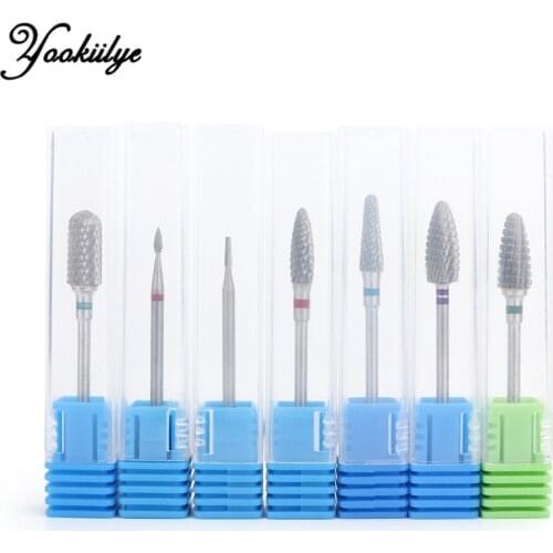 7pcs/set Cone Carbide Tungsten Nail Drill Burr Bits Milling Cutter For Manicure Machine Electric Drill Bit Machine Nail Tools