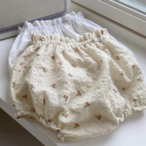 Floral Baby Girls Bloomers Summer Soft Breathable Linen Cotton Infant Kids Short Pants Cozy Toddler Girls Pp Pants Clothing