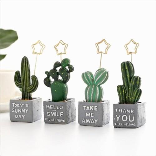 New Resin Kawaii Cactus Wedding Photo Clip Memo Note Holder Message Paper Clip Card Desk Holder Office Home Table Decoration