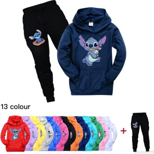 Stitch New 2021 Hoodie Kids Fashion T Shirts Pocket Hoodies Boys Basic Coat Girls Funny Sweatshirts Children Pullovers