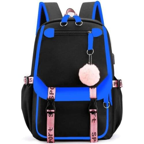 Children School Bags For Girls Cute Waterproof Laptop Backpack USB Charge Travel Bag Pack For Boy Anti Theft Black Mochila Mujer